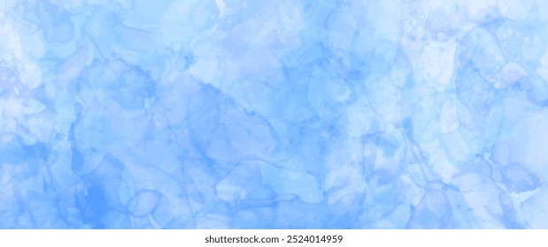 Blue winter vector watercolor art background with paper texture and brush strokes for cards, flyers, poster, cover design, business cards. Christmas blue watercolor texture wallpaper.