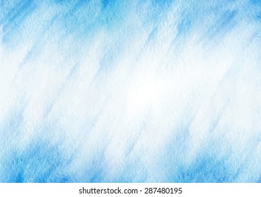 blue winter watercolor background. Vector grunge template