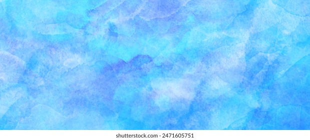 Blue winter watercolor vector art background for cover design, cards, poster, flyers. Elegant colorful spring illustration. Hand drawn abstract grunge template for design.