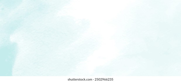 Blue winter watercolor vector art background. Light blue watercolour paper texture background with brush strokes. Christmas hand drawn illustration.