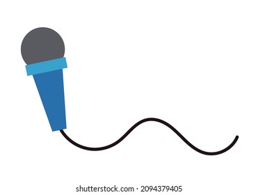 Blue wire microphone on blue background.