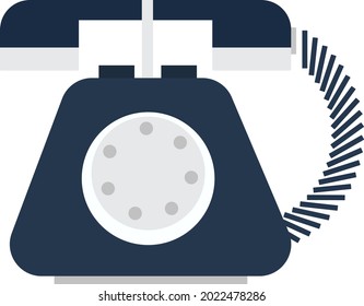 Blue wired telephone, illustration, vector on a white background.