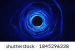 Blue wireframe digital tunnel, black hole, worm-hole. Vector illustration