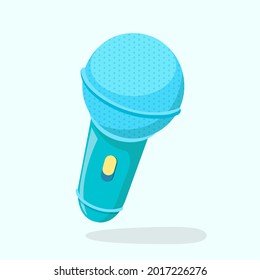 Blue Wireless Microphone Vector Illustration