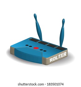 Blue wireless router isolated on a white background