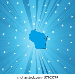 Blue Wisconsin map, abstract background for your design