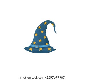 Blue witch with stars hat ,vector illustration