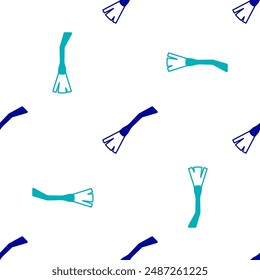 Blue Witches broom icon isolated seamless pattern on white background. Happy Halloween party.  Vector