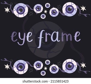 Blue witchy eye frame on dark background