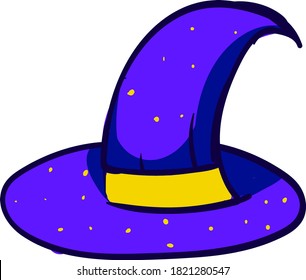 Blue wizard hat, illustration, vector on white background