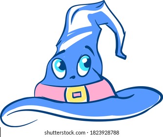 Blue wizard hat, illustration, vector on white background