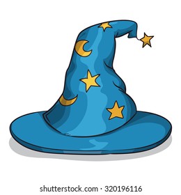 Blue Wizard Hat, Vector Illustration