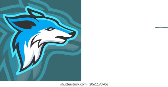 Blue wolf head animal wildlife. Vector Image