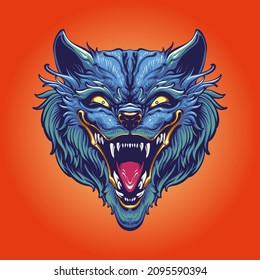 the blue wolf head illustration