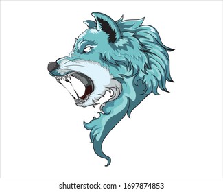 Blue Wolf Head Vector Illustration