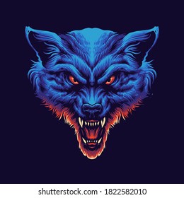 blue wolf head vector illustration