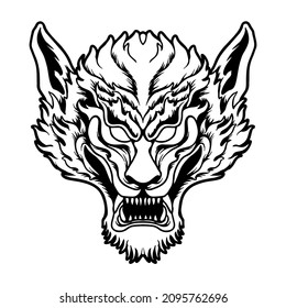 Blue Wolf head vector Illustration T shirt design