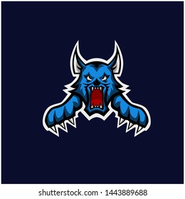 Blue wolf logo esport. Logo emblem design for sport team