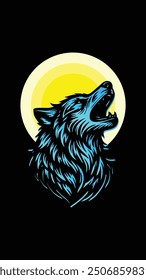 blue wolf and moon background