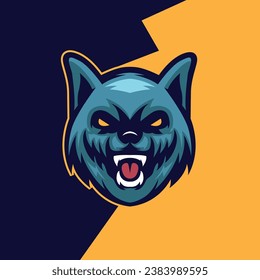 Blue wolf roar mascot logo