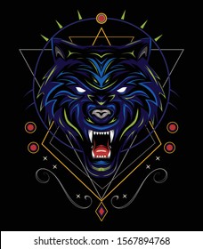 blue wolf vector, wolves, head wolf illustration, dark wolf angry, for t shirt, wall decoration and other
