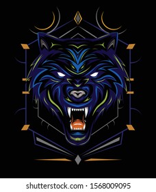 Blue Wolf vector, Wolves, head wolf illustration, dark wolf angry, for t shirt, wall decoration and other