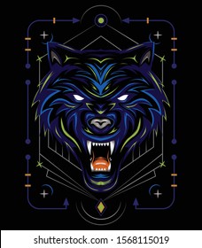 blue wolf vector, wolves, head wolf illustration, dark wolf angry, for t shirt, wall decoration and other