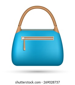 Blue woman bag isolated on white background