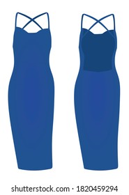 Blue woman dress. vector illustration