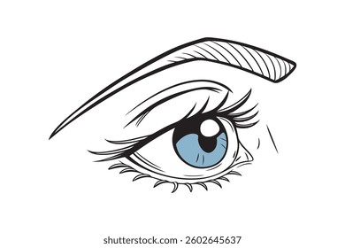 Blue woman eye silhouette artistic vector illustration