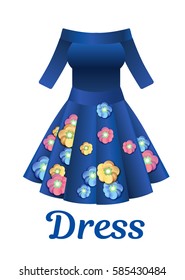 Blue woman fashion flower dress vector