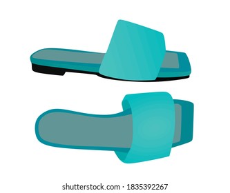 Blue woman sandal. vector illustration