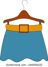 Blue woman skirt, illustration, vector on white background.