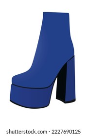 Blue women boots. vector illustration