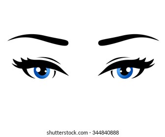 blue women eyes on white background