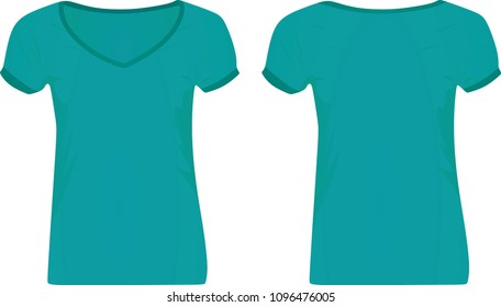 Blue women v neck t shirt. vector illustration 