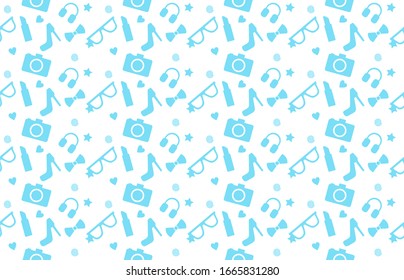 The blue women's item icon pattern on a white background