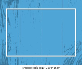 Blue wood texture background with frame. Template for text or graphic.