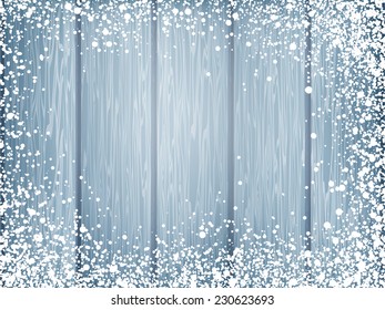 Blue wood texture with white snow. EPS 10 vector file included