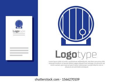 Blue Wooden barrel icon isolated on white background. Logo design template element. Vector Illustration