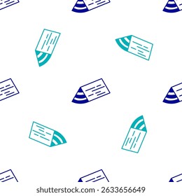 Blue Wooden beam icon isolated seamless pattern on white background. Lumber beam plank.  Vector