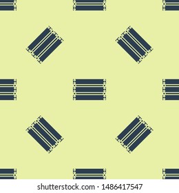 Blue Wooden box icon isolated seamless pattern on white background. Grocery basket, storehouse crate. Empty wooden container for vegetables, products.  Vector Illustration