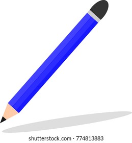 Blue wooden pencil.