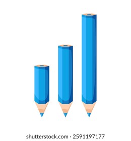 Blue wooden pencil for drawing, blue pencil. Vector illustration.