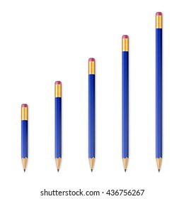 Blue wooden sharp pencils