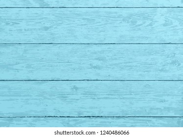 Blue wooden texture, old painted wood planks. realistic vector illustration