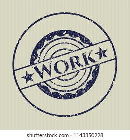 Blue Work grunge style stamp