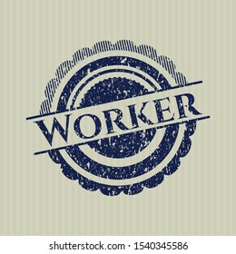 Blue Worker distressed with rubber seal texture