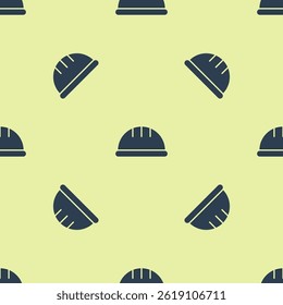 Blue Worker safety helmet icon isolated seamless pattern on yellow background.  Vector Illustration