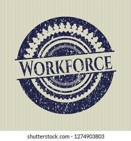 Blue Workforce distress rubber seal with grunge texture